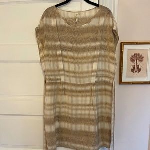 Silk Beige/Gold/Cream Chevron Stripe Dress